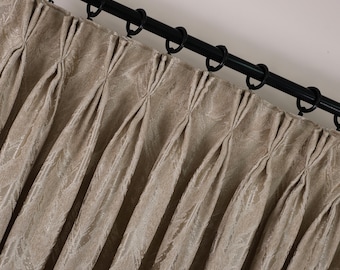 Chenille Textured Curtains – Triple Pinch Pleat Drapes, 7 Color Options, Custom Chenille Window Panels for Living Room and Bedroom
