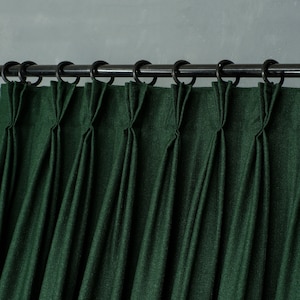 Triple Pinch Pleated Linen Curtains – 36 Colors, Custom Made Drapery Panels for Living Room & Bedroom, Modern Tailored Window Curtains