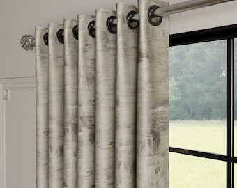 Luxury Textured Velvet Curtains, Patterned Drapes, Custom Size Panels, Modern Grommet Style, Living Room Bedroom Window Treatments