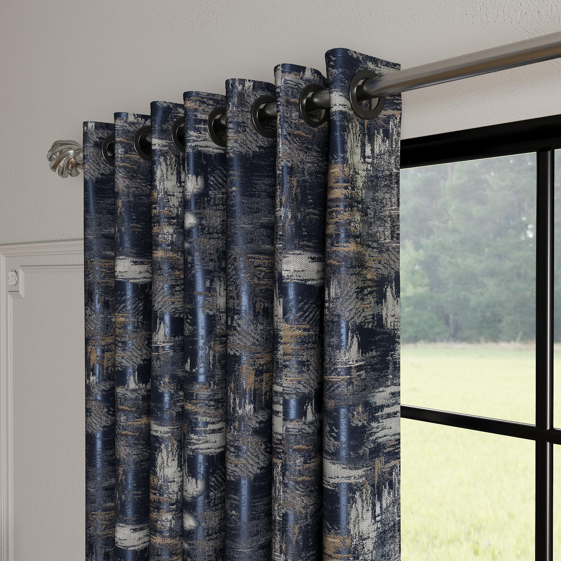 Luxury Textured Velvet Curtains, Patterned Drapes, Custom Size Panels ...