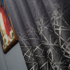 Modern Geometric Curtains | Luxury Patterned Drapes for Living Room & Bedroom | Grommet, Back Tab, Custom Sizes in 6 Stylish Colors