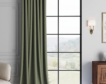 Cortinas opacas de lino extra anchas, con ojales personalizados en 36 colores, paneles de lino que bloquean la luz para dormitorio y sala de estar.