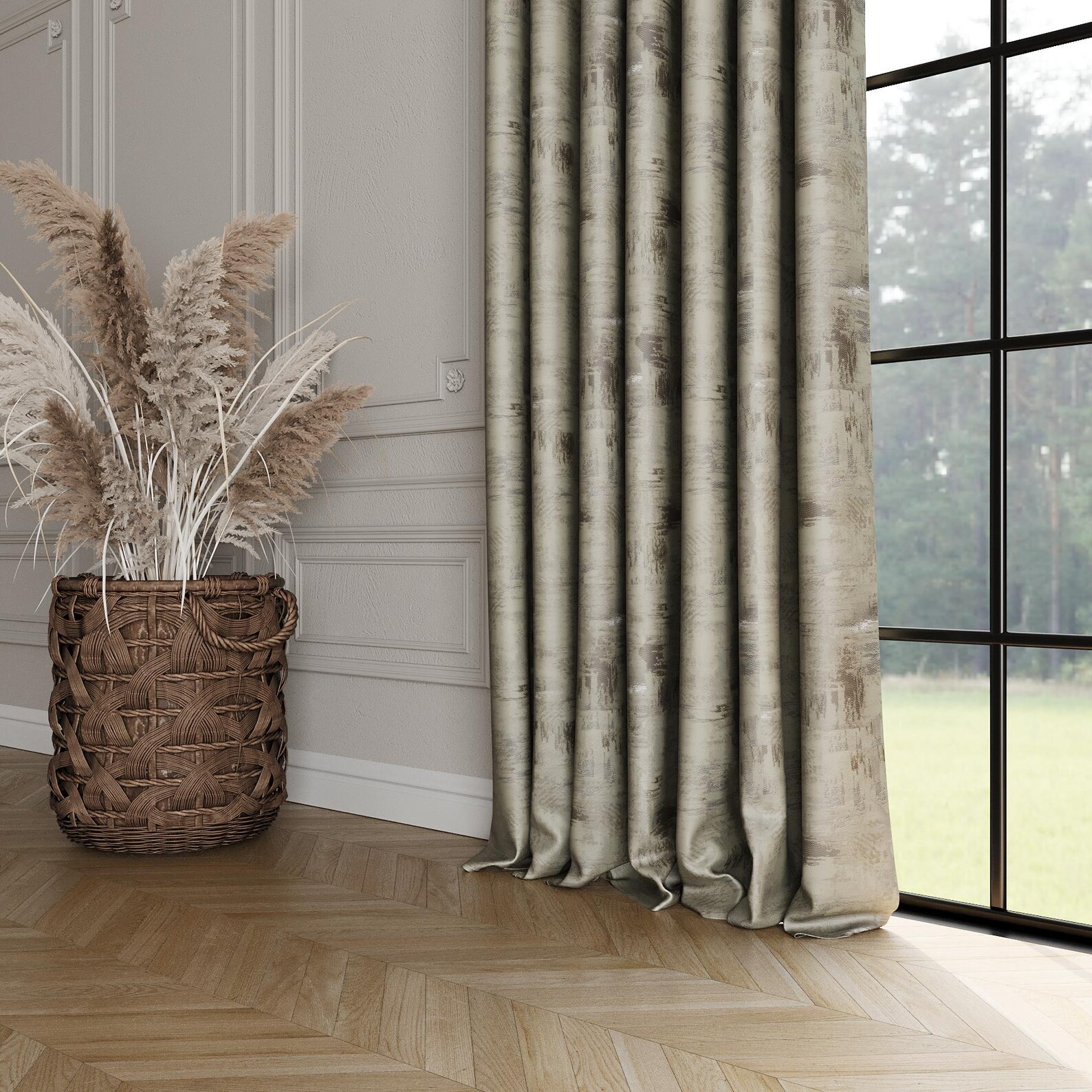 Luxury Textured Velvet Curtains, Patterned Drapes, Custom Size Panels ...
