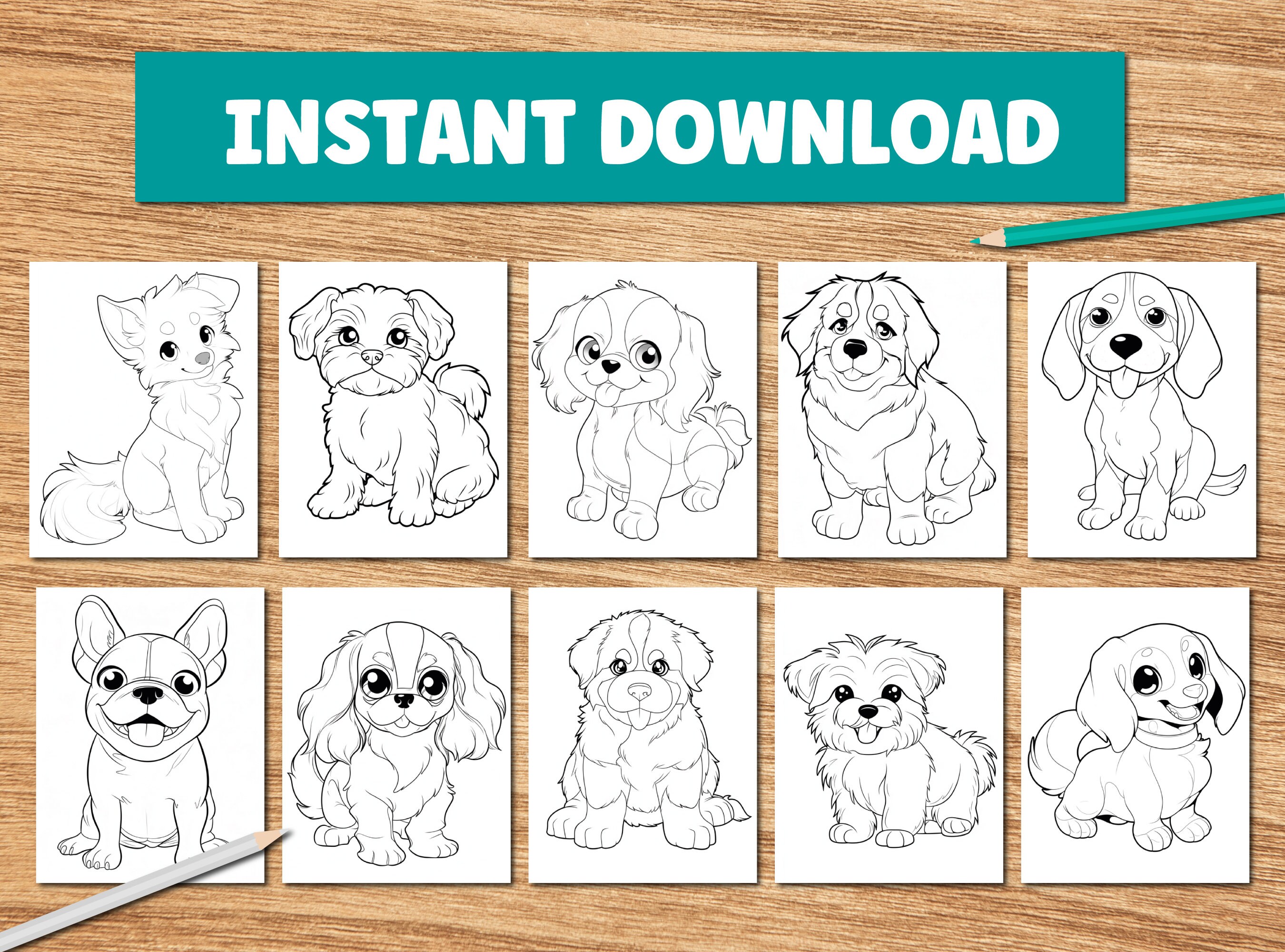 Easy Anime Dog Coloring Pages Kids, Toddlers, Preschoolers