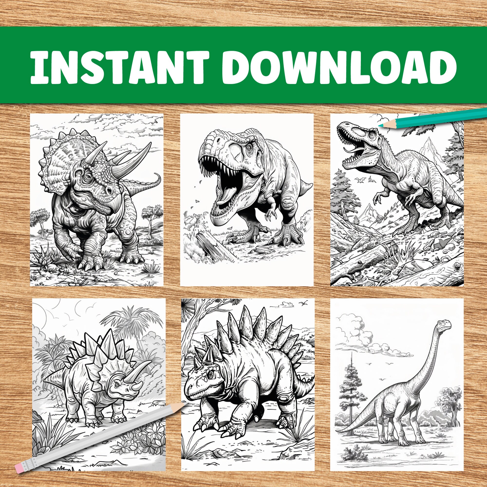 Printable Coloring Book Dinosaur Coloring Pages Printable Digital ...