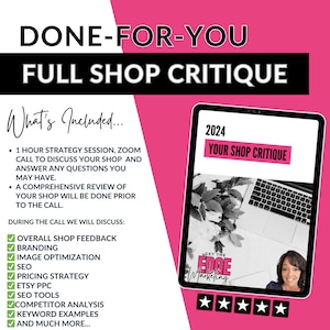 Etsy Help, Etsy Coaching Session, Etsy Expert Shop Critique, Etsy Marketing, Increase Etsy Sales, Boost Etsy Income