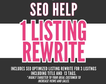Etsy Title and Tags Rewrite, Etsy Seo Expert Keyword Research, Seo Services, Etsy Seller Help, Shop Reviews