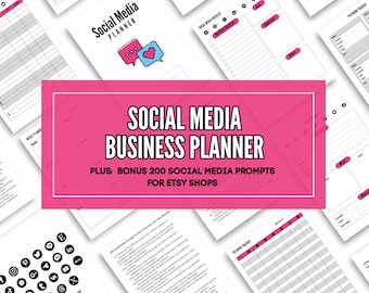 Social Media Planner Bundle, Business Marketing, Social Media Plan, Printable Marketing Plan