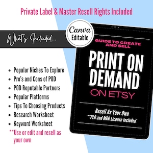 Print on demand e-boek, master doorverkooprechten en private label-rechten, print on demand-planner voor POD-verkoper, print on demand Biz-gids