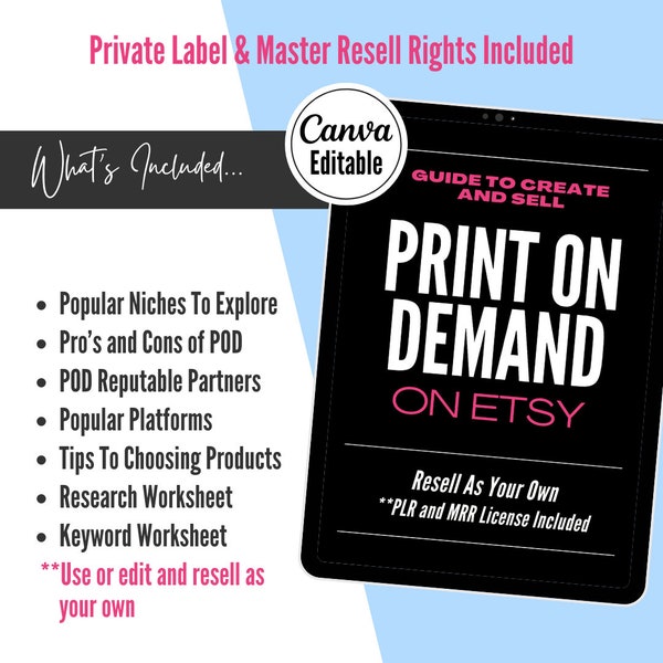 Print On Demand E-Book,Master Resell Rights  and Private Label Rights,  Print On Demand Planner For POD Seller, Print On Demand Biz Guide