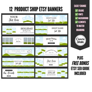 Etsy Shop Banner Canva Editable Templates Bundle, Customizable Branding Kit, Canva Templates, Etsy Product Shop Kit, Editable Canva Banner