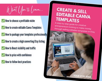 Canva Template Seller Guide for Etsy, Editable Template Course PDF, How to Sell Digital Products Online