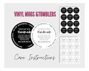 Care Instructions For Vinyl Mugs, Tumbler, Cup, Small Business Supplies, Washing Instructions, Ready To Print, Instant Download