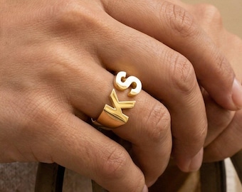 Anello con doppia iniziale, anello con iniziali di coppia, anello personalizzato con lettera, anello personalizzato con iniziale, anello ricordo con lettera, regalo con anello nuziale con iniziale