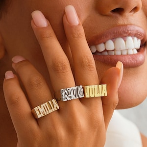 Sterling silver 3d Custom Ring, Dainty Personalized Jewelry, Custom Name Plate Ring, Custom Name Ring, 3D letters Ring, 3D Name Ring