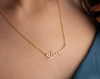 Gouden sierlijke naam kettingen, gepersonaliseerde ketting, aangepaste zilveren ketting, kindernamen ketting, moeder geschenken ketting, kerstcadeau sieraden