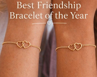 Double Heart Bracelet, Interlocking Hearts Bracelet Gift for Her, Matching Couples Jewelry,Dainty Gold Filled Bracelet, Best Friend Bracelet