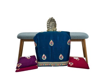 Peacock Blue Colour Chiffon Saree with Swaroski Diamond Work