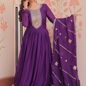 dark purple indian dresses Royal Purple Purple Indian Wedding Dress Wholesale Purple Indian Wedding Dresses Multi-Thread Georgette