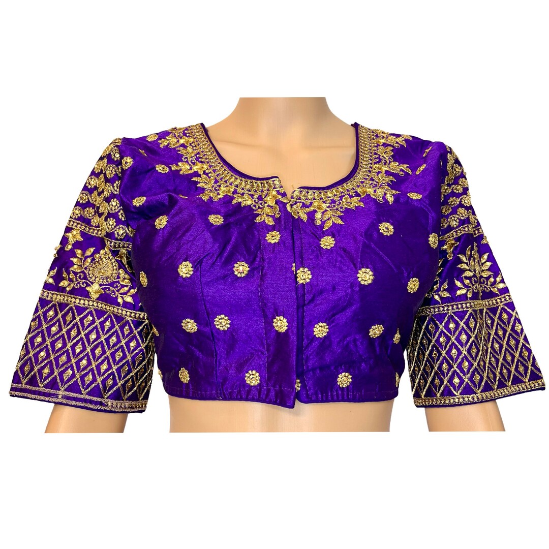 Purple Embroidery Detail Blouse Waist Tie main image 0