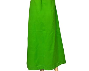 Dark Lime Green Color Petticoat/Inner Skirts/Saya for Saree, Cotton Underskirt, Lining Skirt, Comfortable to wear , Readymade Petticoat