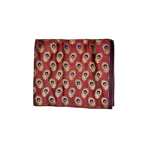 Burgundy Peacock Feather design blouse piece, Blouse pieces for thamboolam, pooja, wedding, house warming (gruhapravesh), varalakshmi vratam