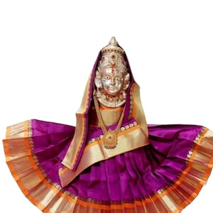 Purple Varalakshmi Kalasam/Kalash Saree, Navaratri Goddess Silk Saree , Mata Rani, Devi, Durga, Maa Laxmi Poshak, Margashirsha Devi Saree