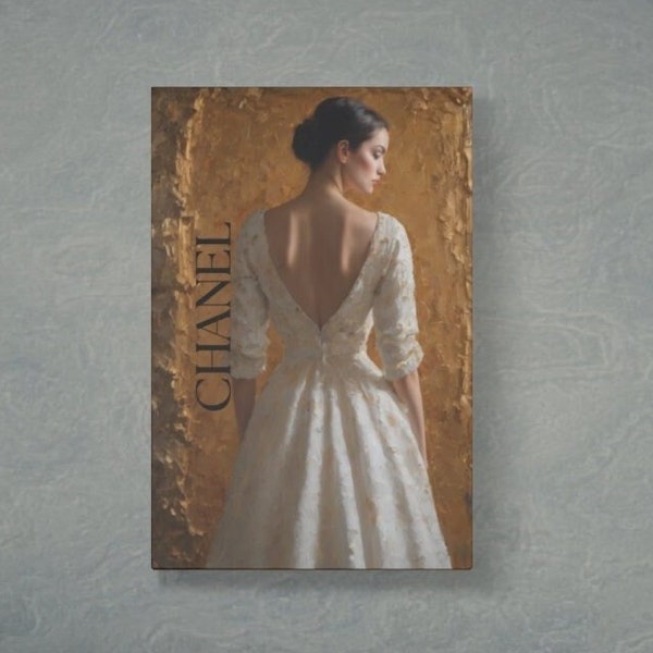 16"x24"Woman in White | Chanel Muse | Elegant and Chic | Printed&Shipped | Old Money Painting | Matte Stretched Canvas Art | Physical Poster