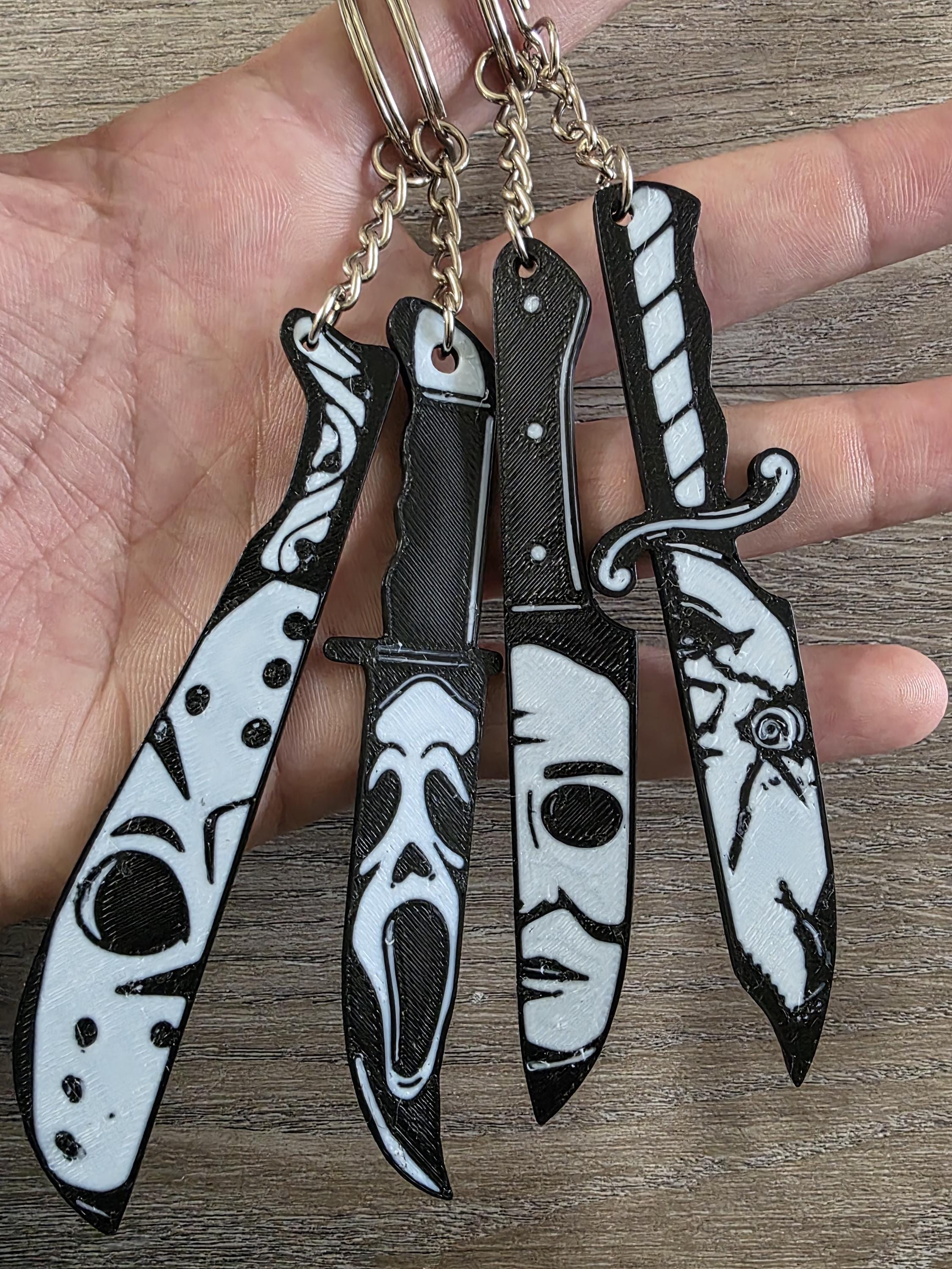 Horror Movie Knife Keychains: Spooky Halloween Accessory - Set of 4 - Etsy