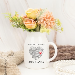Regalos personalizados para parejas, florero con mapa personalizado, florero con nombre de pareja, regalos hechos a mano para pareja, regalos de San Valentín, regalos de aniversario