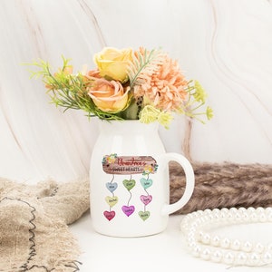 Gifts for Grandma,Grandmas Sweet Hearts,Custom Flower Vase for Grandma,Personalised Vase with Kids Name,Birthday Gifts for Grandma
