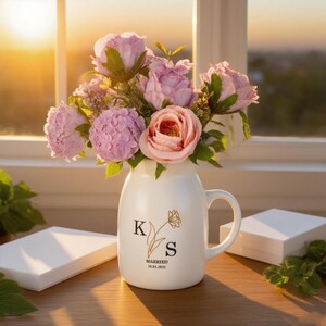 Custom Engaged Gifts , Engaged Flower Vase, Engagement Gifts, Couples Gifts, Wedding Gifts, Personalized Gifts for Newlywed image 4