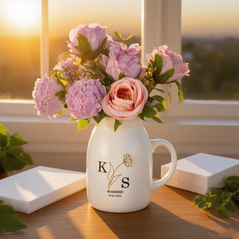 Custom Engaged Gifts , Engaged Flower Vase, Engagement Gifts, Couples Gifts, Wedding Gifts, Personalized Gifts for Newlywed image 4