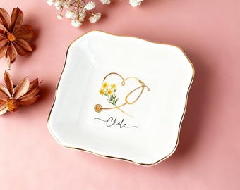 Custom Nurse Jewelry Dish, Nurse Graduation Gift, Custom Doctor Trinket Dish, Nurse Appreciation Gifts, Medical School Graduation Gifts