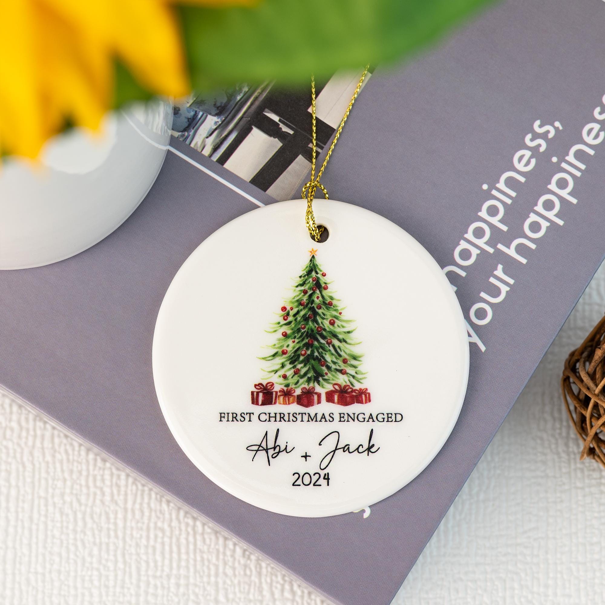 First Christmas Engaged Ornament, Engagement Gifts Ornament, 1st Christmas Engaged Baubles, Keepsake Gifts, Gifts for Couple