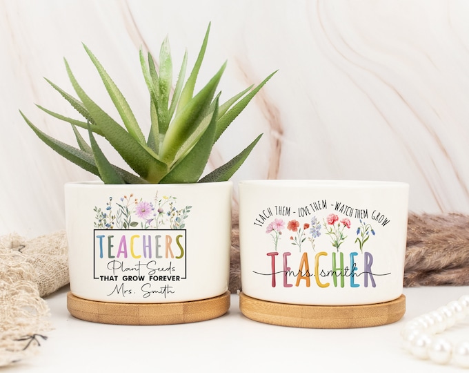 Regalo personalizzato di apprezzamento per l'insegnante, vaso per piante di ringraziamento per l'insegnante, vaso di fiori per l'insegnante, regalo di fine anno, regali di ringraziamento, regali di fine scuola