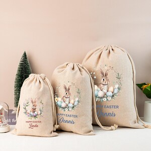 Personalisierte Ostergeschenk Tasche, Kinder Eiersuche Korb Tasche, Benutzerdefinierte Osterhase Sack für Kinder, Geschenk für Kinder, Jungen Mädchen Ostergeschenke, Häschen Sack