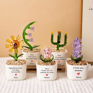 Benutzerdefinierte Glasblumentopf, Muttertagsgeschenke für Mama, personalisierter Blumentopf für Mama, danke Geschenke, Geschenke für Mama / Kindermädchen / Nana, Muttergeschenk