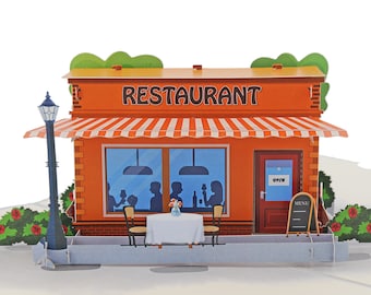 3D-kaart als uitnodiging voor een restaurantbezoek, ook ideaal als waardebon of contant cadeau