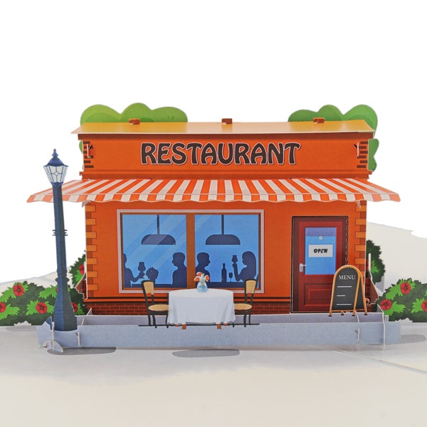 3D Karte als Einladung zum Restaurantbesuch, ideal auch für Gutschein oder Geldgeschen