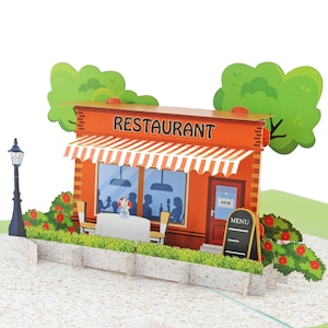 3D Karte als Einladung zum Restaurantbesuch, ideal auch für Gutschein oder Geldgeschenk. NEU: Wachs Siegel selbstklebend gratis.
