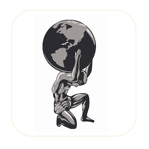 Diseño de bordado Atlas Earth – Archivo DST complejo de 3 colores (descarga instantánea)