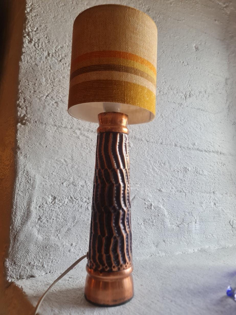 Vintage Mid Century Hammered Copper Table Lamp by Resy Stjørdal ...