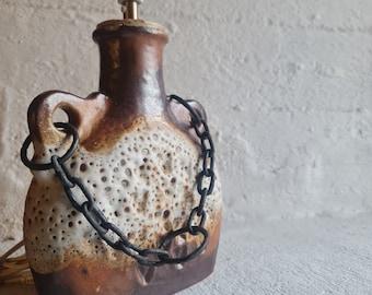 Vintage brutalist Lamp. CARSTENS KERAMIK Fat Lava Glaze Lamp with Chain . Carstens Luxus Series, mid century art pottery table lamp.