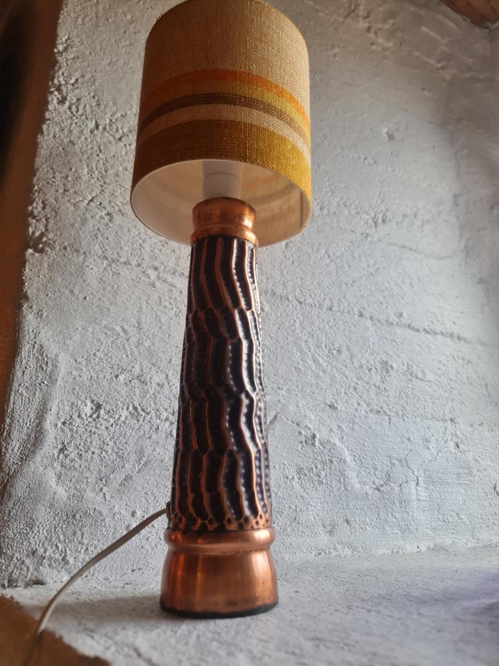 Vintage Mid Century Hammered Copper Table Lamp by Resy Stjørdal ...