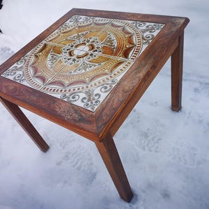 Mid Century Modern Danish Teak Tile Top Side Table