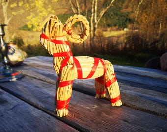 Vintage Yule Goat Traditional Nordic Straw Buck with Red Ribbon 1980s  Julbock from Sweden | Yule Buck, Yule Goat. Handmade Pagan with