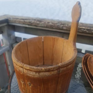 Antique Norwegian Wooden Milking Bucket, Traditional Scandinavian &quot;Melkestave,&quot; Rustic Farmhouse Decor, 19th Century Folk Art
