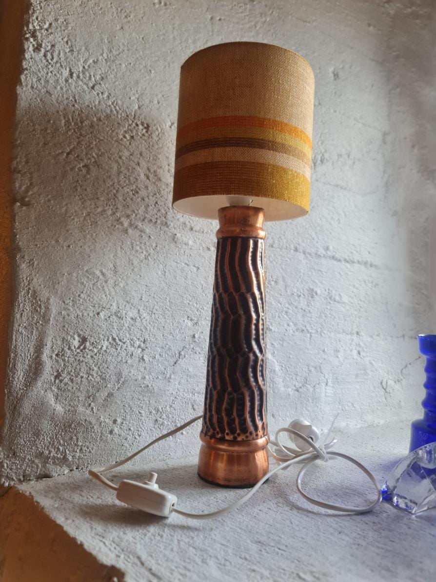 Vintage Mid Century Hammered Copper Table Lamp by Resy Stjørdal ...