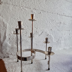 Vintage Swedish Ystad Metall Candelabra by Gunnar Ander – Mid Century Modern Spiral Candle Holder for 6 Miniature Candles